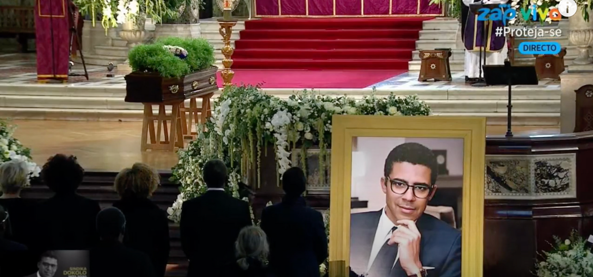 Sindika Dokolo's funeral at Westminster Cathedral was broadcast on Angolan television © Zap TV