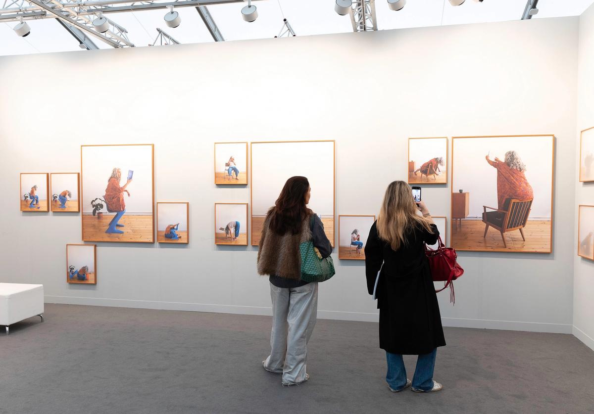 The work of Berlin-based Bani Abidi, whose photographic series addresses the “criminalising of anti-genocide voices” in Germany, is on the stand of India-based gallery Experimenter David Owens