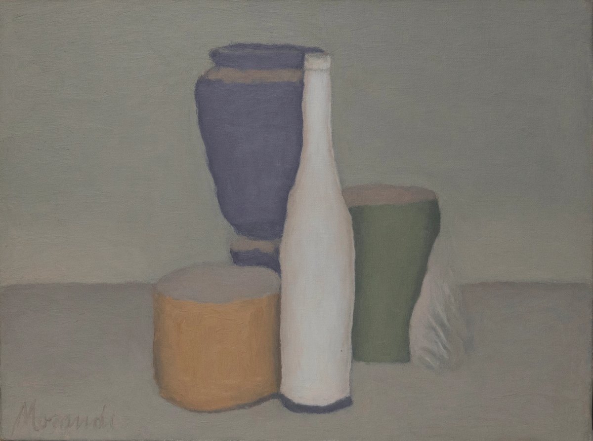 Natura morta (V. 1188) (1960), one of Morandi’s signature still-lifes of everyday objects