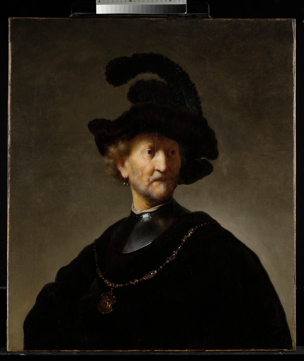 A copy of Rembrandt's Old Man with a Gold Chain, executed on canvas and long attributed to his workshop, which the art historian Gary Schwartz is in fact a copy executed by Rembrandt himself Courtesy Sir Francis Newman, UK