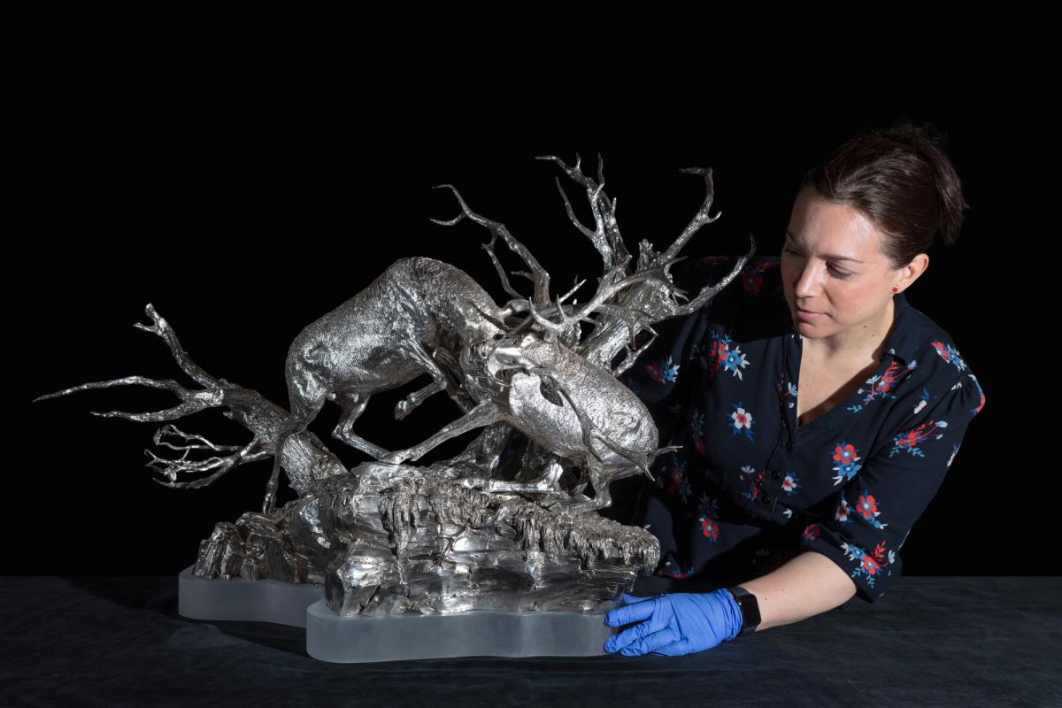 Emma Campagnaro, the curator at Dunham Massey with Stags in Bradgate Park © National Trust Images, James Dobson 
