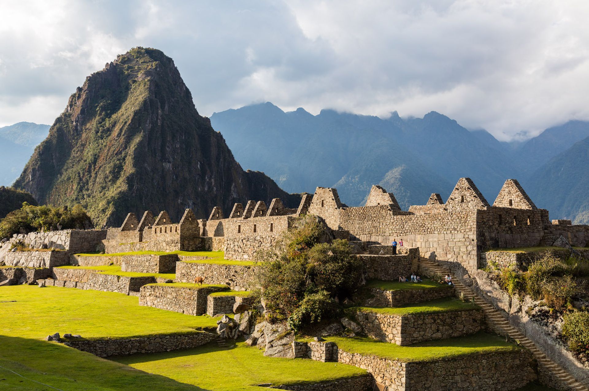 View of the ancient houses in Machu Picchu 