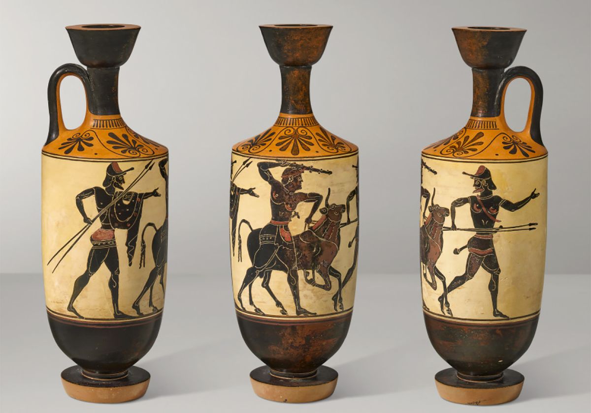 Four vases from Ancient Greece were scheduled to sell at auction this week at Christie's New York before the auction house was accused of knowingly selling works with connections to a convicted art trafficker. Courtesy Christie's, via auction catalogue