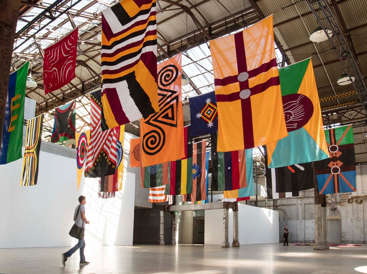 Archie Moore, United Neytions, 2017. Installation view at Carriageworks, Sydney Photo by Sofia Freeman, The Commercial