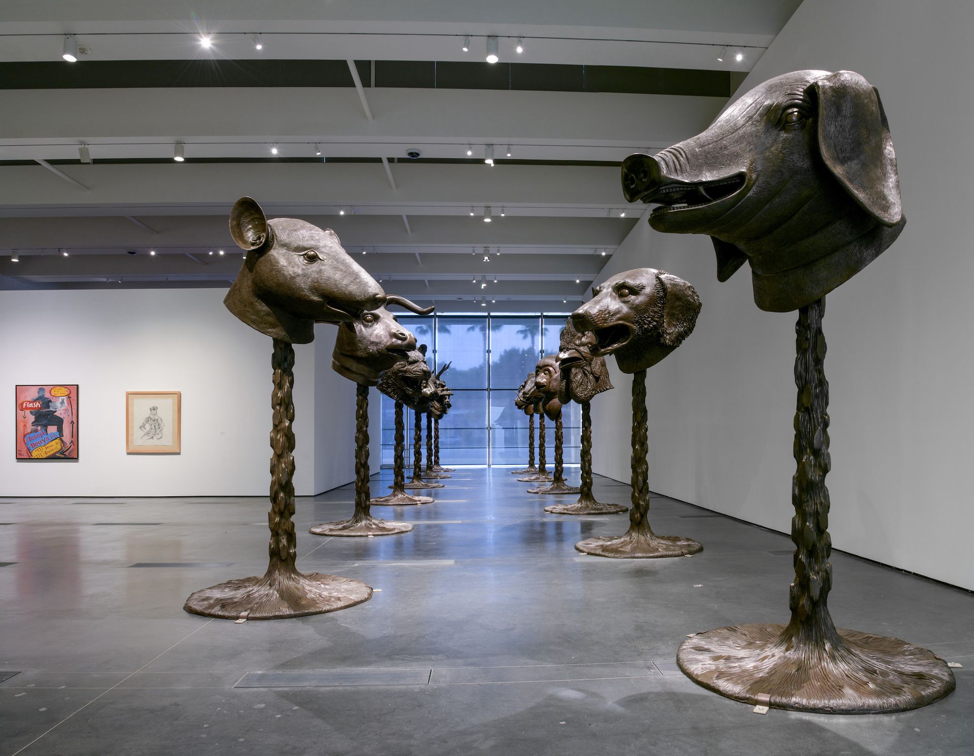 Installation view of Legacies of Exchange: Chinese Contemporary Art from the Yuz Foundation at the Los Angeles County Museum of Art, featuring Circle of Animals/Zodiac Heads (2011) by Ai Weiwei Photo © Museum Associates/LACMA
