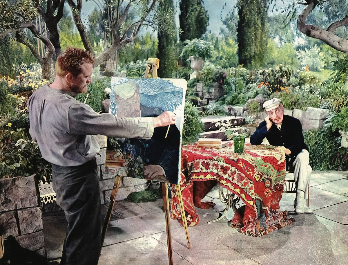 Kirk Douglas (left) playing the part of Vincent van Gogh in Vincente Minnelli’s 1956 biopic Lust for Life Image: Reel Art Press/Alamy