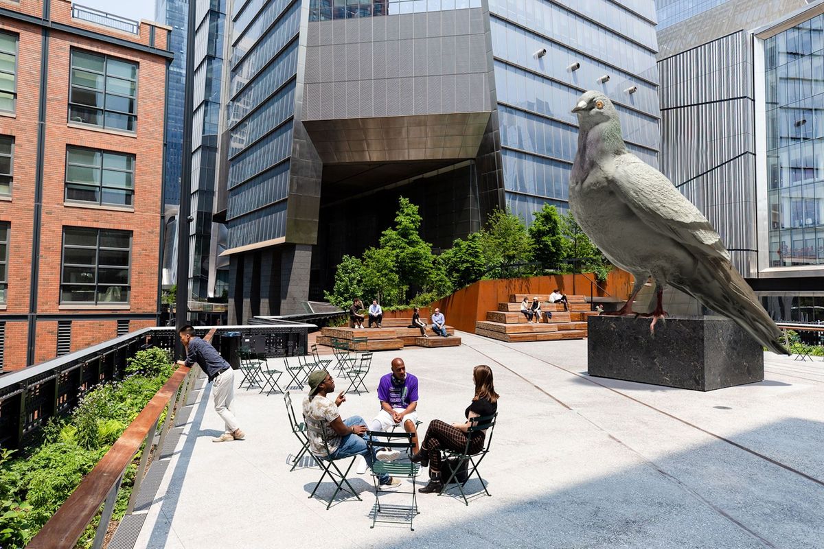 Iván Argote, Dinosaur, 2024 (rendering). A High Line Plinth commission. On view October 2024-spring 2026. Image courtesy of the artist and the High Line