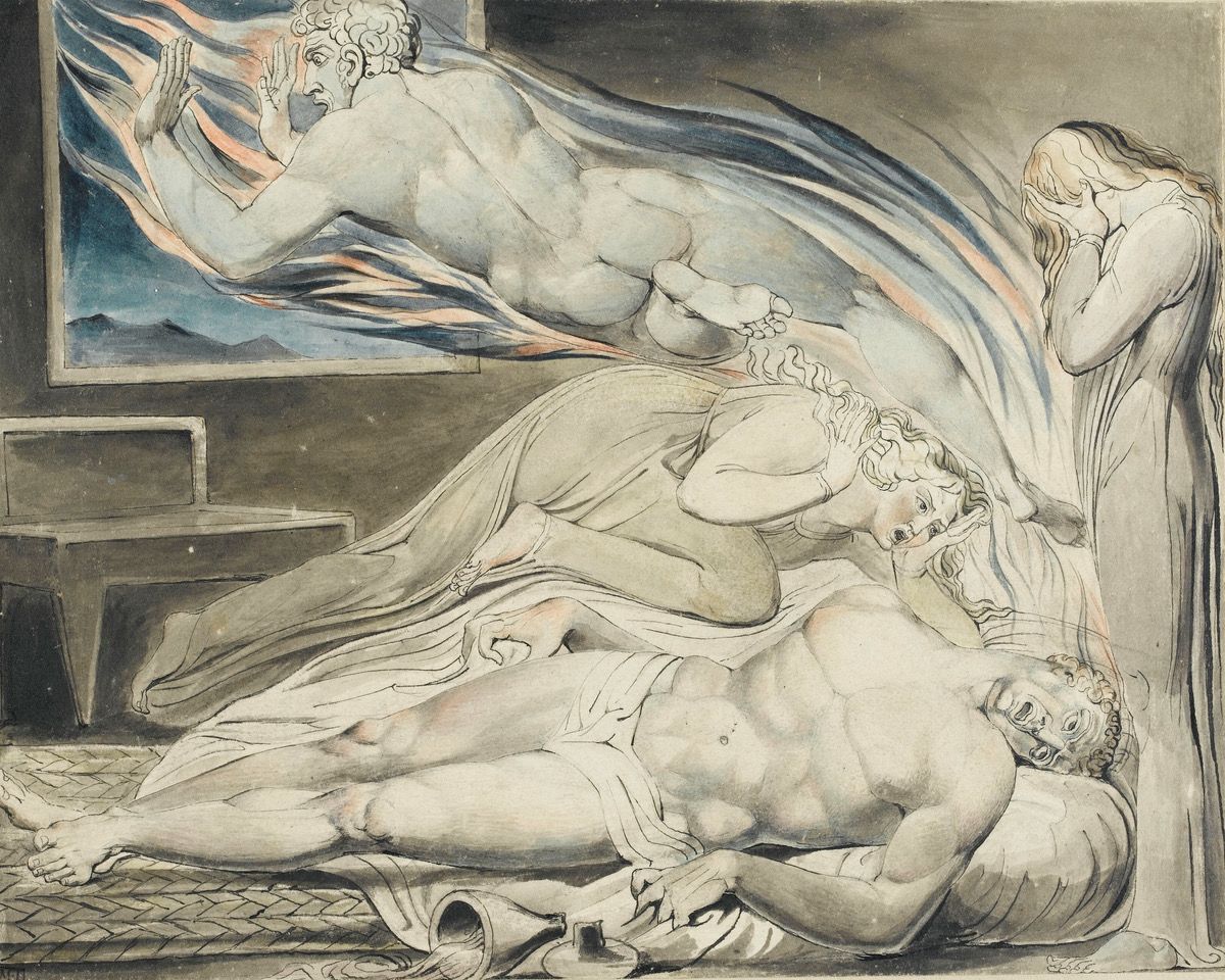William Blake's Death of the Strong Wicked Man (1805) Photo: © RMN-Grand Palais (Musée du Louvre) / Thierry Le Mage