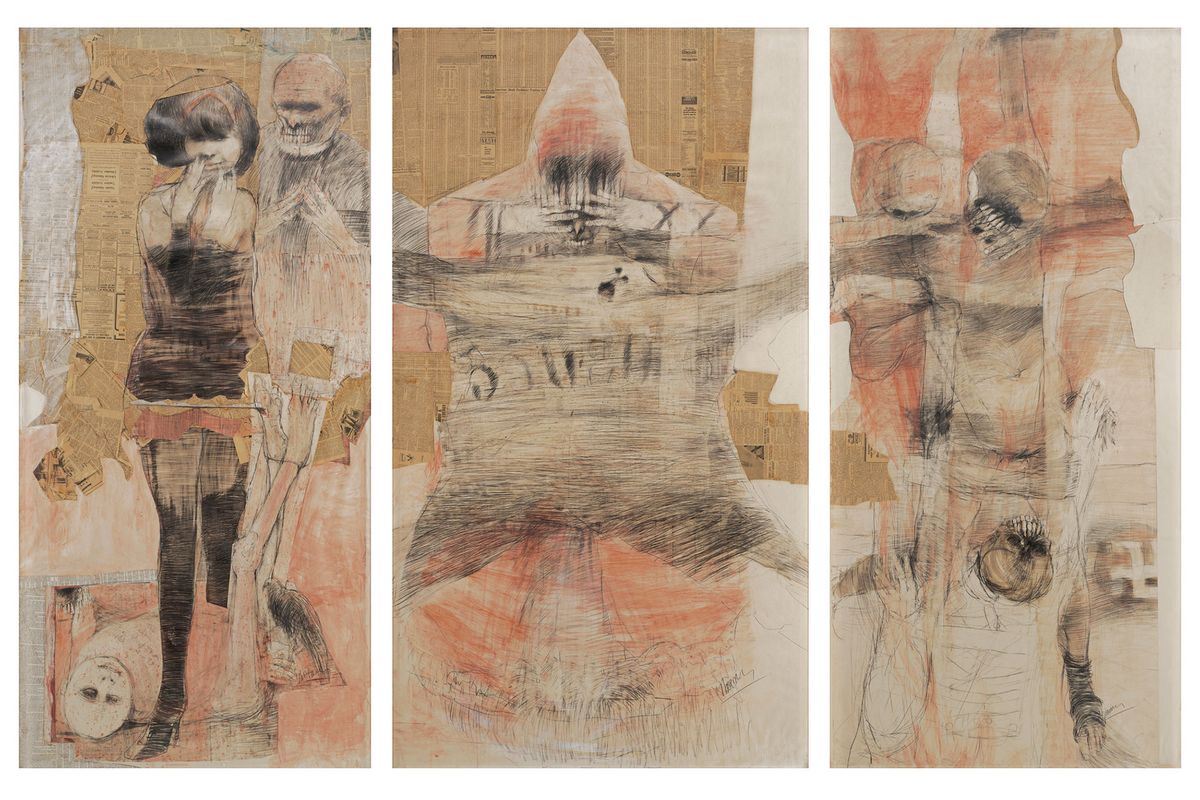 Mauricio Lasansky, Triptych (1963-71), from “The Nazi Drawings”, Levitt Foundation © Lasansky Corporation