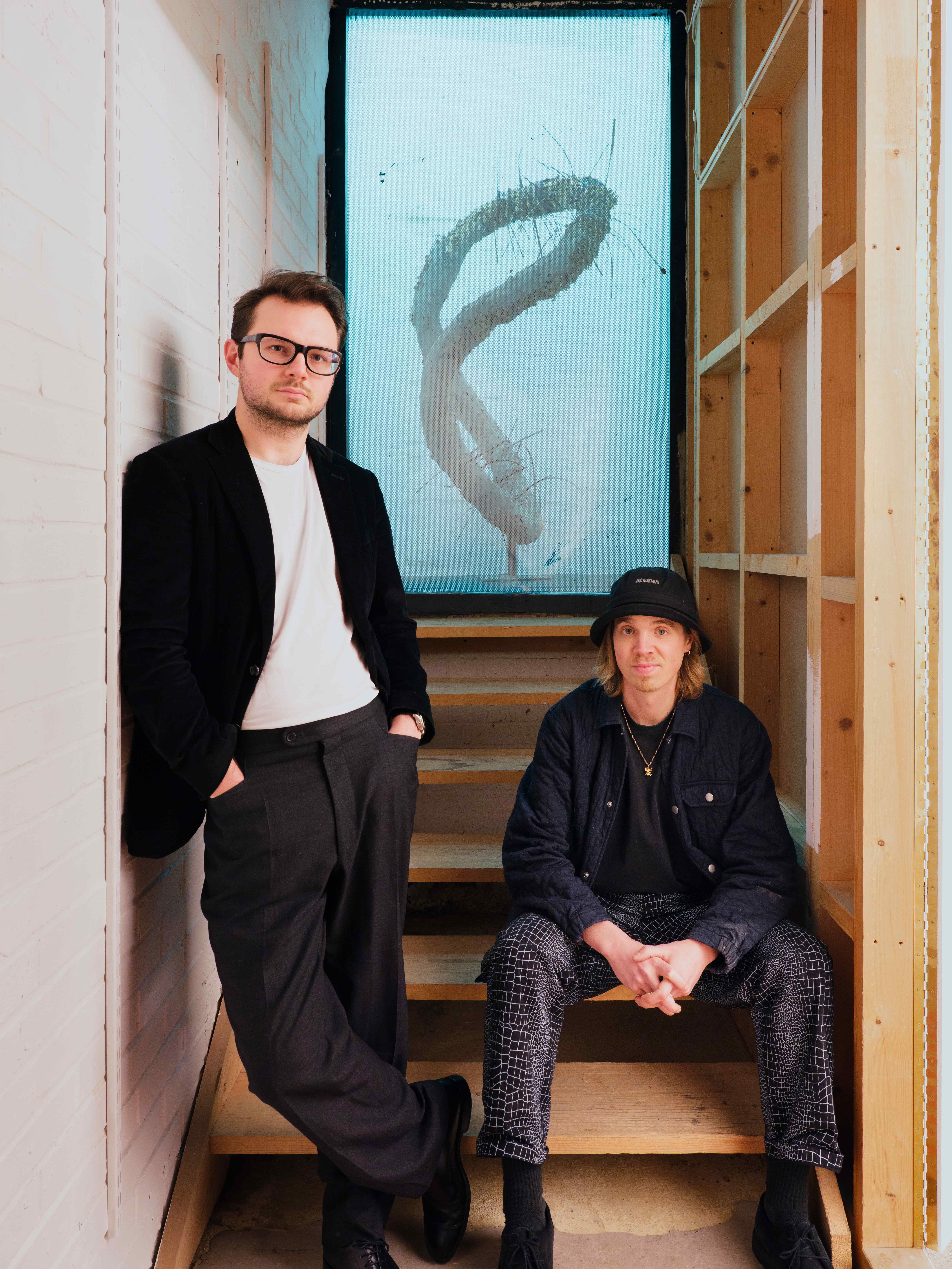 Will Hainsworth, left, and Lucas Giles in front of Gusty Ferro's Untitled (8) (2023)

Photo: Harry Mitchell