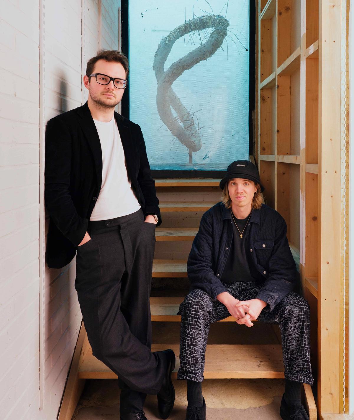 Will Hainsworth, left, and Lucas Giles in front of Gusty Ferro's Untitled (8) (2023)
Photo: Harry Mitchell