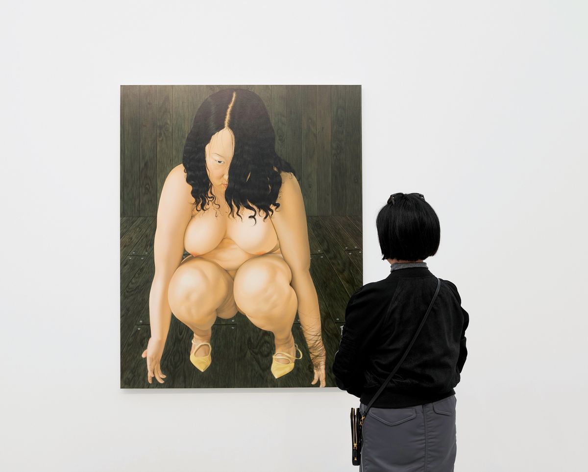 Sasha Gordon’s Cyclops (2024), on the stand of David Zwirner, which co-represents the 26-year-old artist with Matthew Brown gallery Photo: David Owens; Courtesy of the artist and David Zwirner, New York