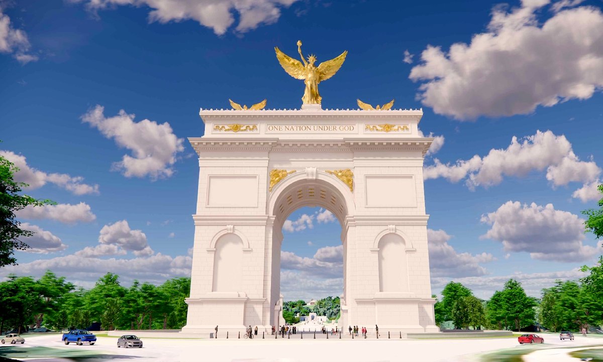 The most recent rendering of the Triumphal Arch for Washington, DC's Memorial Circle Courtesy Harrison Design