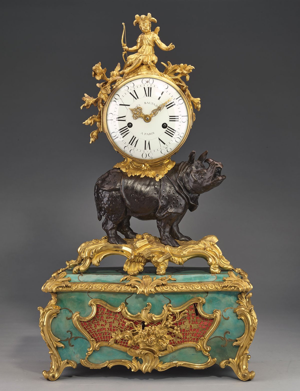 Clara inspired numerous artistic depictions, including this 1750 clock by Jean-Joseph de Saint-Germain
Parnassia Collection; courtesy of the Rijksmuseum