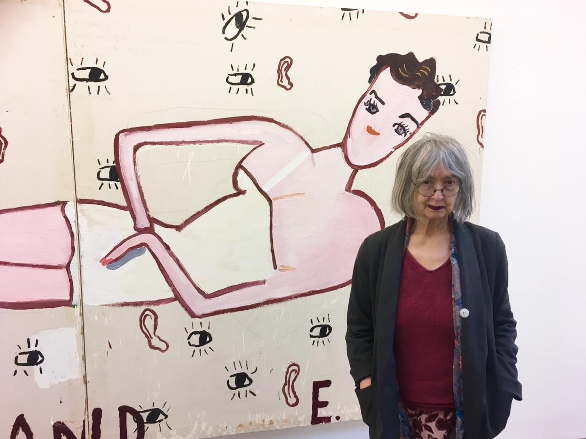 Rose Wylie at the opening of her show at the Serpentine Sackler Gallery Louisa Buck