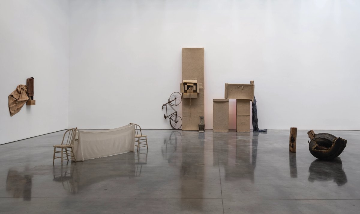 Installation view of Robert Rauschenberg: Venetians and Early Egyptians,1972-1974, Gladstone Gallery, New York.