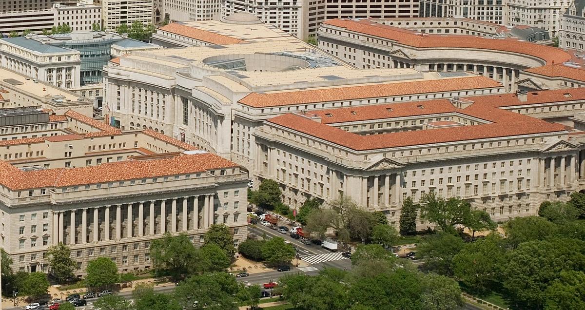 The Federal Triangle in Washington DC, a historic hub of the U.S. federal government, Carol M. Highsmith, via Wikicommons
