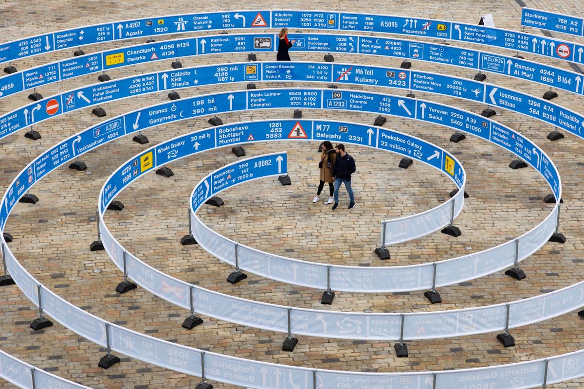 Whorled (Here After Here After Here), by Jitish Kallat, on display at Somerset House, London © David Parry, PA