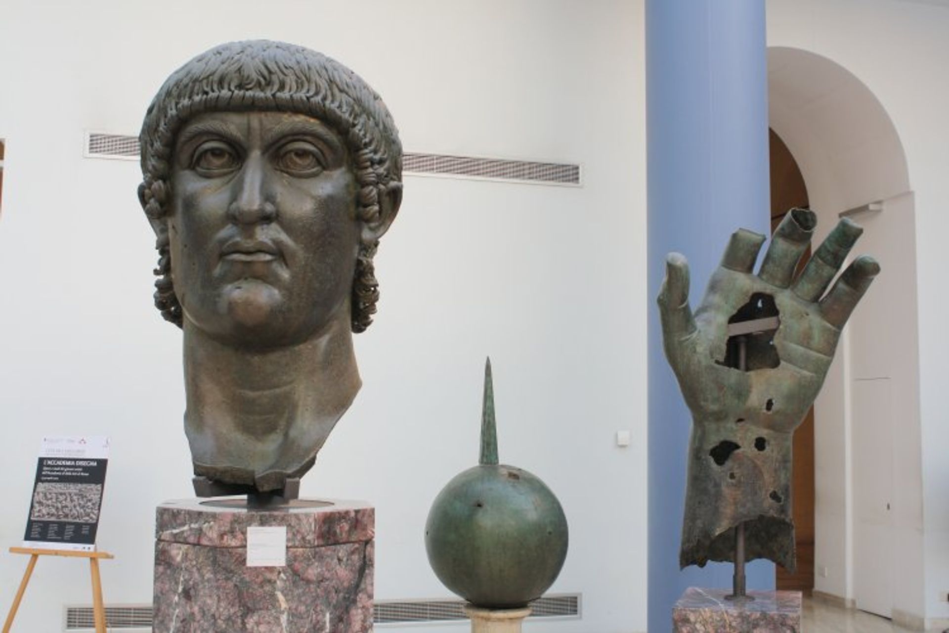 The head, hand and sphere from the colossal bronze statue of Constantine I in the Capitoline Museums in Rome Ancient History Encyclopedia