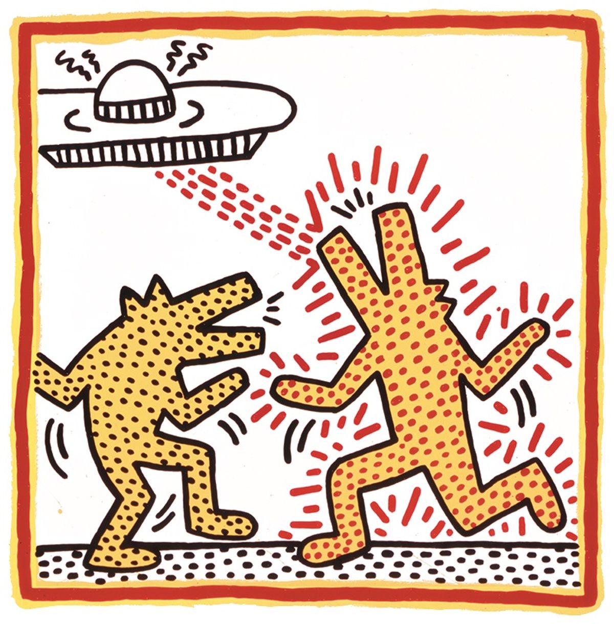Haring’s signature playful style, as in Untitled (1982), was likely inspired by his father, an amateur cartoonist
Photo: Douglas M. Parker Studio, © Keith Haring Foundation
