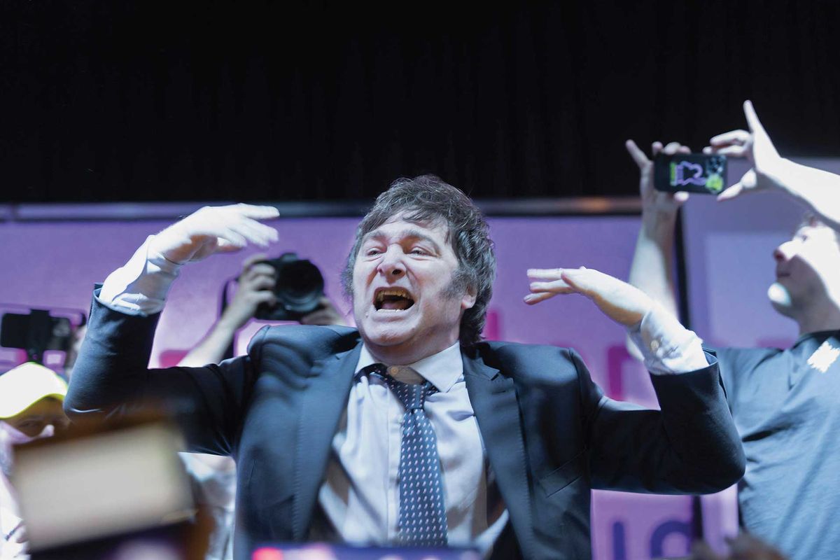 Javier Milei,the self-described “anarcho-capitalist” President of Argentina, wants to cut between 15% and 20% of the public workforce. His first decree as president in December 2023 was to dismantle the ministry of culture
Photo: Esteban Osorio/Alamy Stock Photo