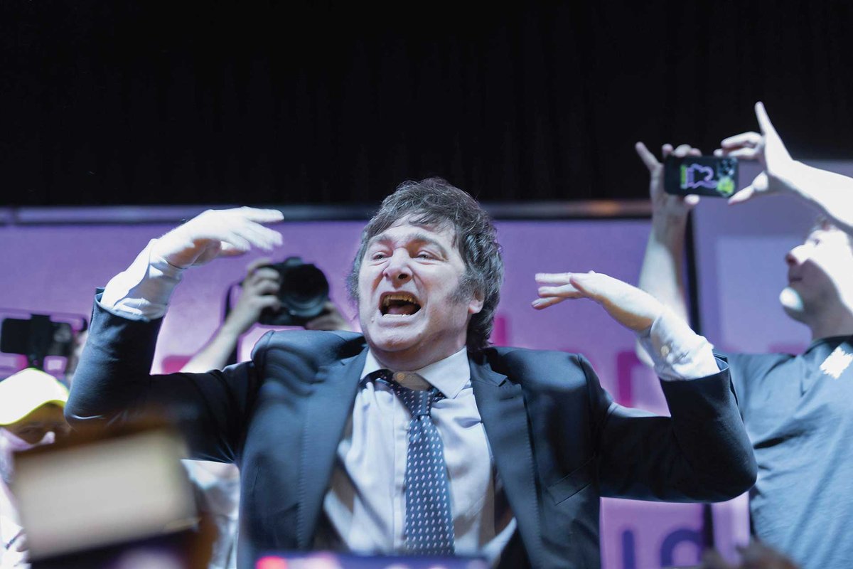 Javier Milei,the self-described “anarcho-capitalist” President of Argentina, wants to cut between 15% and 20% of the public workforce. His first decree as president in December 2023 was to dismantle the ministry of culture
Photo: Esteban Osorio/Alamy Stock Photo