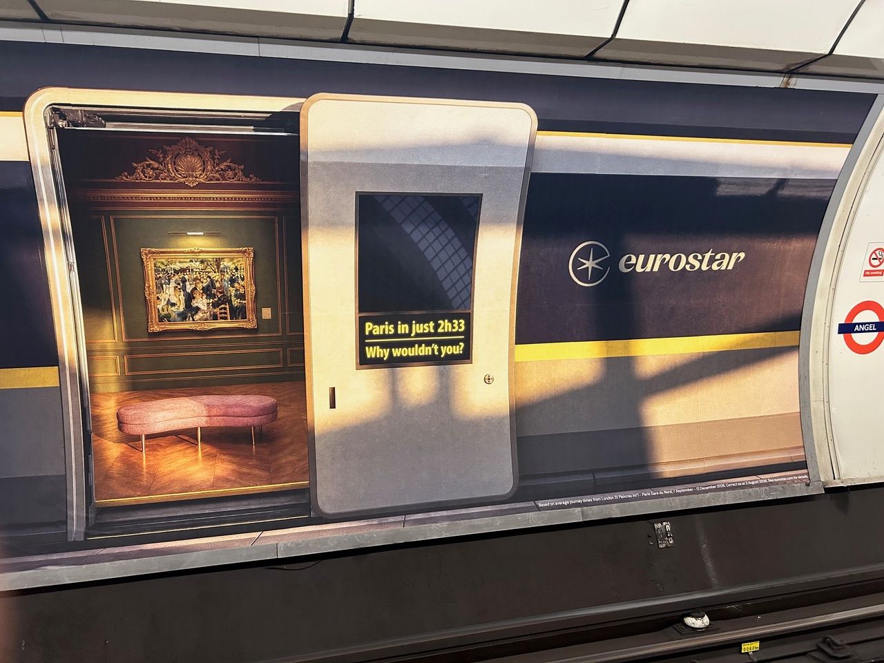 The Eurostar advert depicts a train with the Renoir painting inside

Photo: The Art Newspaper