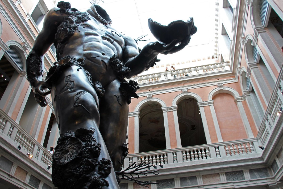 The resin version of Damien Hirst’s Demon with Bowl (2014) on view at the Palazzo Grassi in Venice Photo: Fred Romero