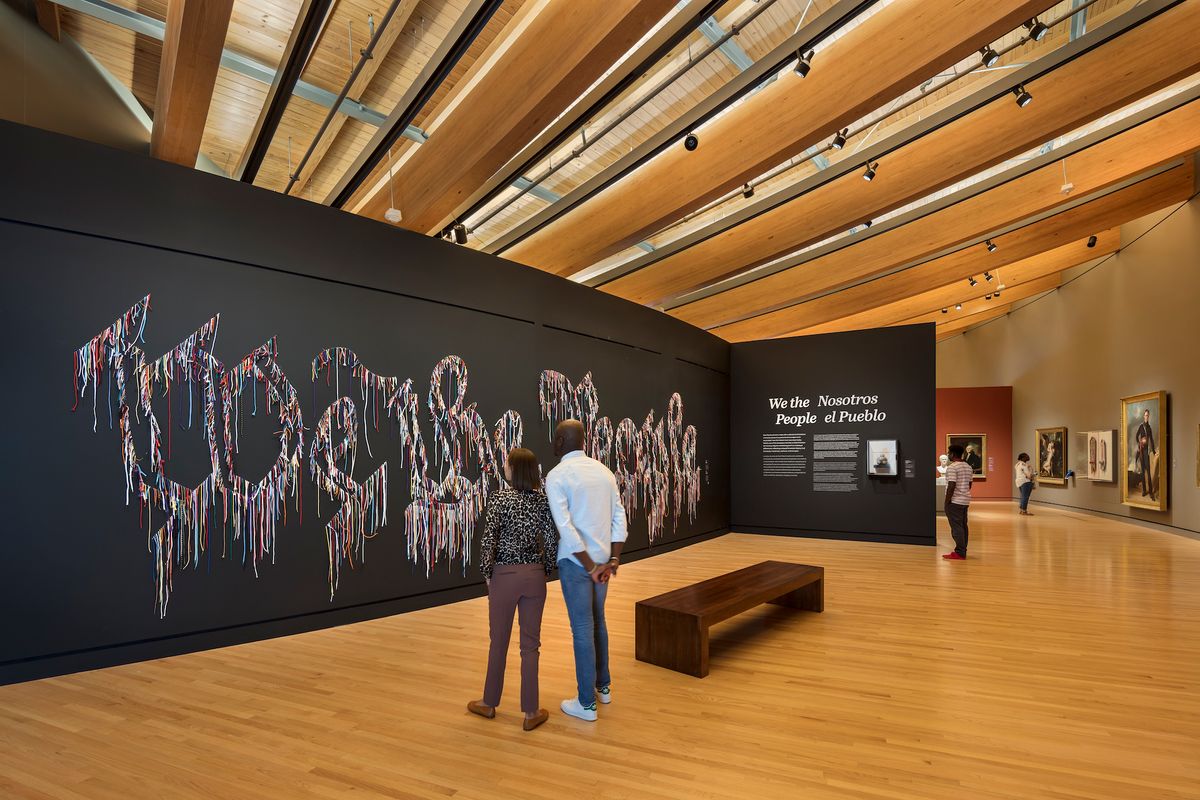 Nari Ward's We the People on view in the early American gallery at the Crystal Bridges Museum of American Art Courtesy Crystal Bridges Museum of American Art, Bentonville, Arkansas
