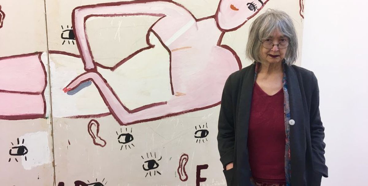 Rose Wylie at the opening of her show at the Serpentine Sackler Gallery Louisa Buck