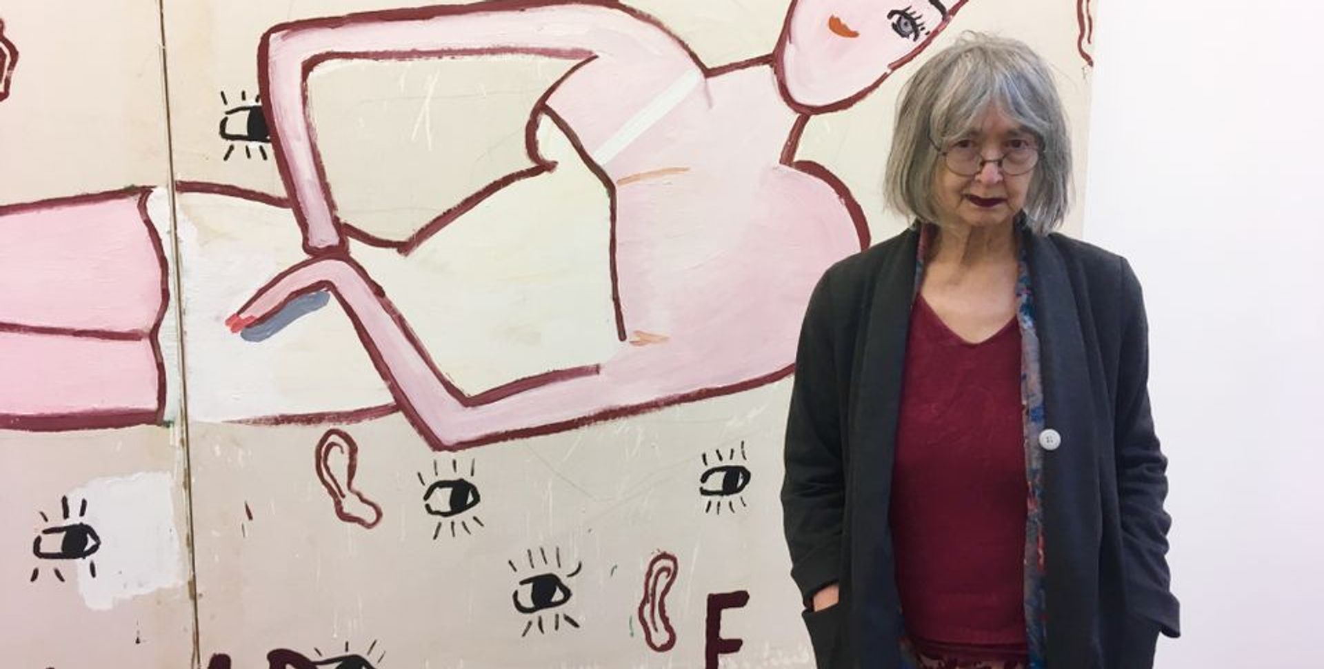Rose Wylie at the opening of her show at the Serpentine Sackler Gallery Louisa Buck