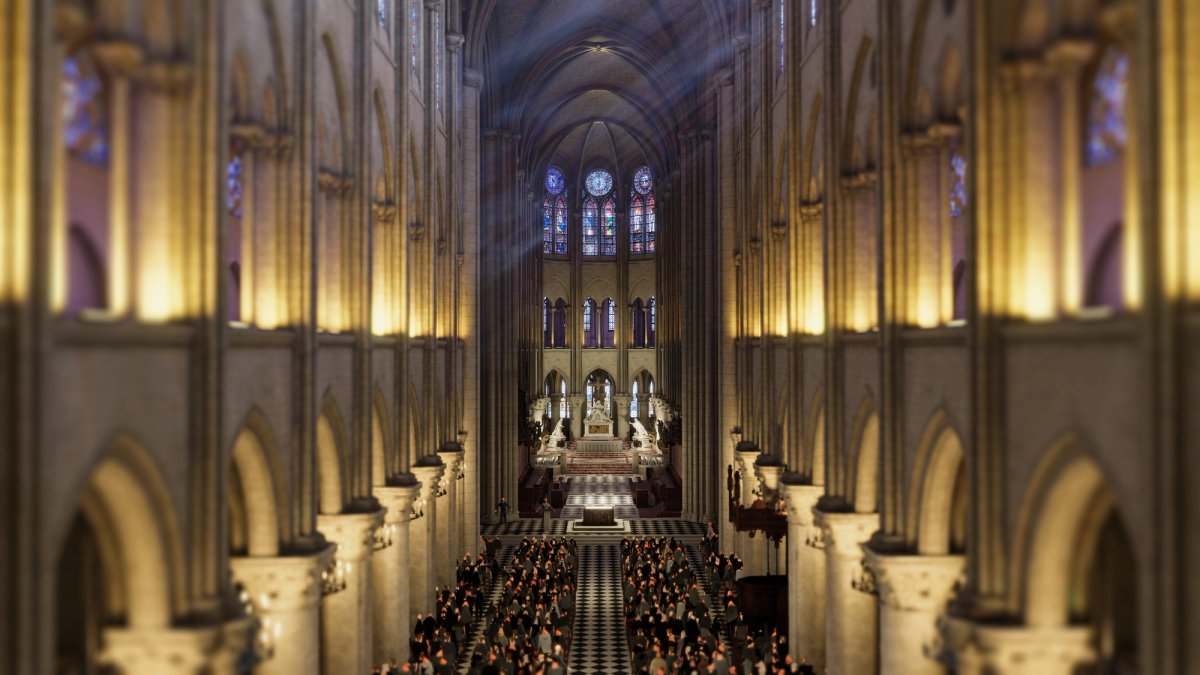 The nave of Notre-Dame de Paris. © Orange/Emissive—Eternelle Notre-Dame—2021
