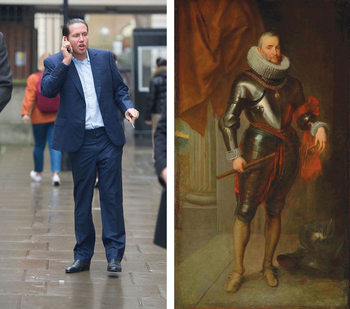 Left: James Stunt, who bought works later upgraded by Malcolm Rogers. Right: Portrait of Ambrogio Spinola is one of 12 Van Dycks that Malcolm Rogers deemed to be "autograph"; it is classified as a copy in the artist’s catalogue raisoneé Stunt: Georgie Gillard / Shutterstock. Van Dyck: © Christie’s Images