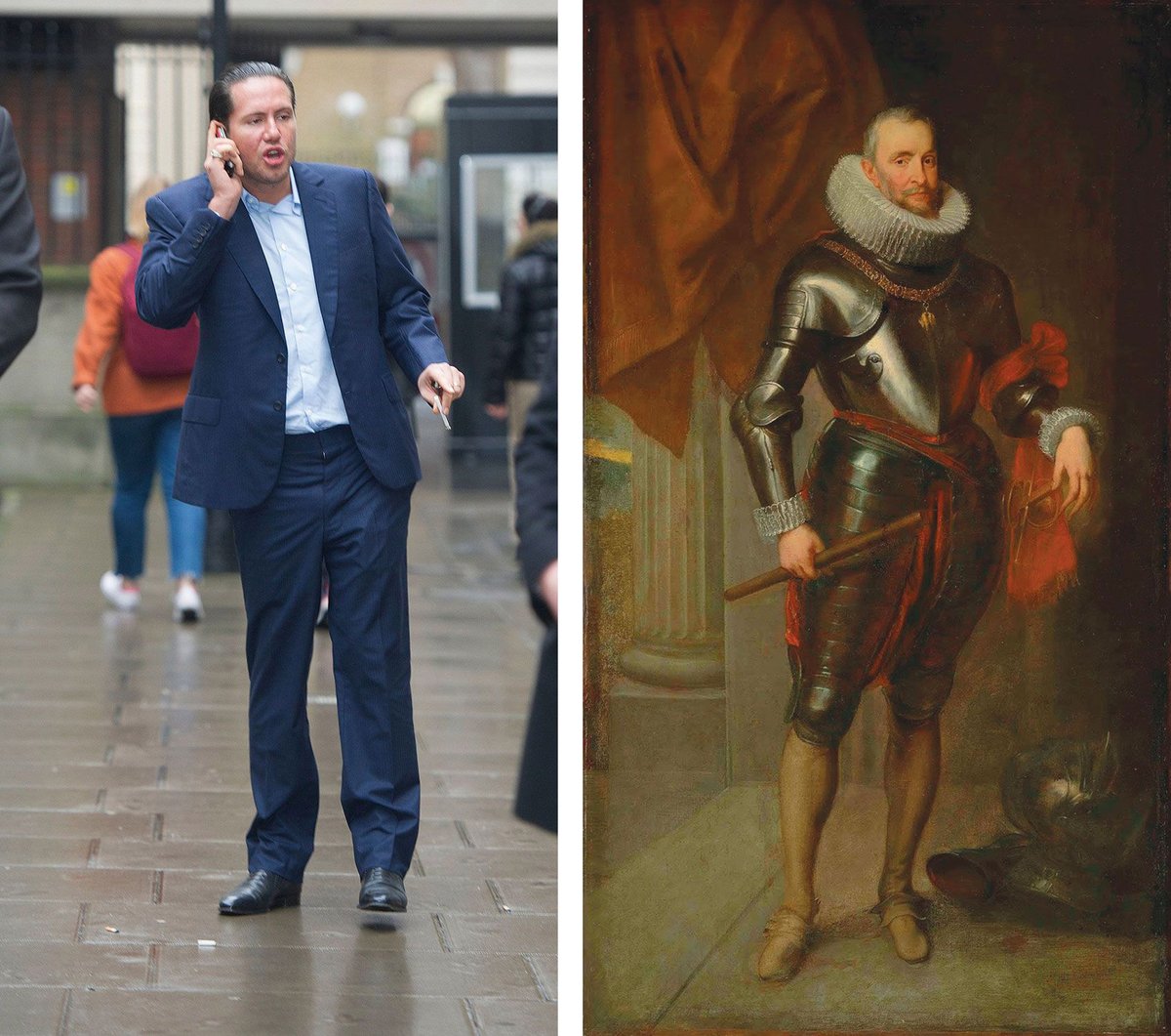 Left: James Stunt, who bought works later upgraded by Malcolm Rogers. Right: Portrait of Ambrogio Spinola is one of 12 Van Dycks that Malcolm Rogers deemed to be "autograph"; it is classified as a copy in the artist’s catalogue raisoneé Stunt: Georgie Gillard / Shutterstock. Van Dyck: © Christie’s Images