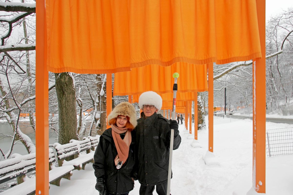 Christo and Jeanne-Claude at The Gates, New York City, February 2005 Photo: Wolfgang Volz. © 2005 Christo and Jeanne-Claude Foundation