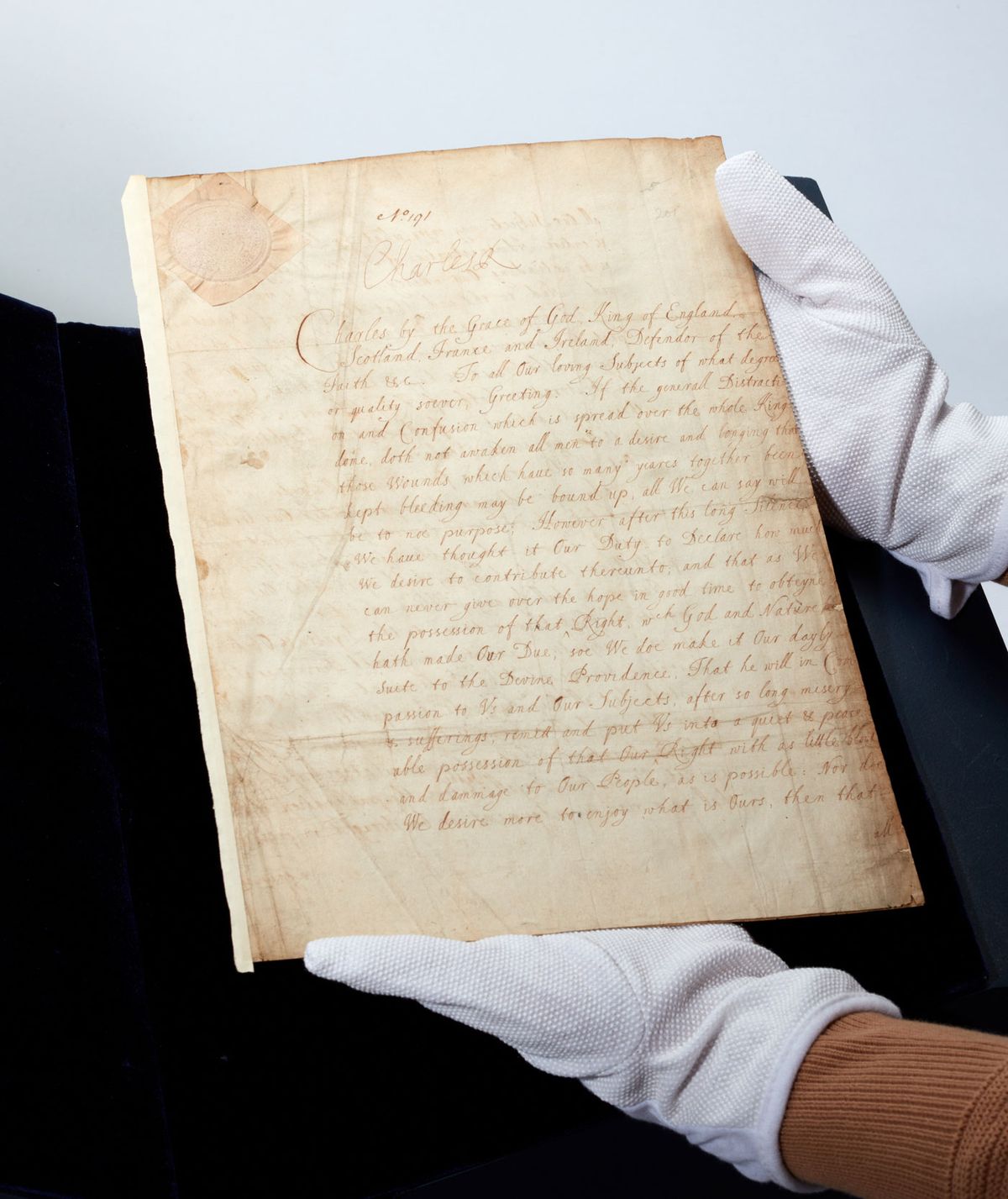 One of only two surviving signed copies of The Declaration of Breda, in which King Charles II set out his terms for the Restoration of the British monarchy in 1660, is on offer with an estimate of £400,000-£600,000 Courtesy Sotheby's
