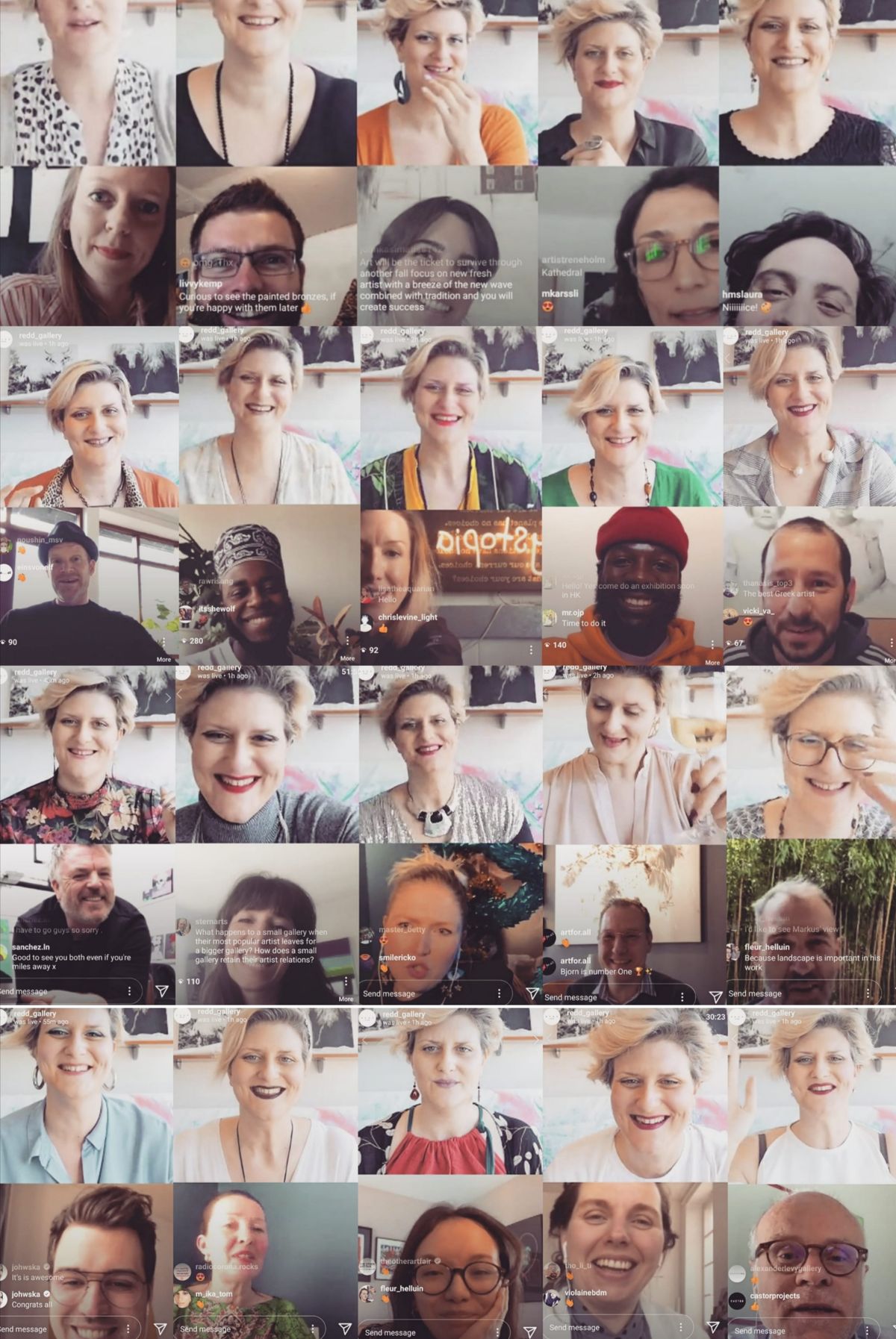 A collection of the daily Instagram Live talks that Denia Kazakou, the founder of RedD Gallery in Chaniá, Greece, has been streaming since 23 March Courtesy of RedD Gallery