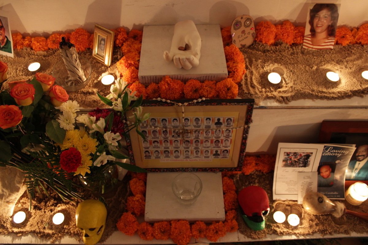 An ofrenda made in 2014 by Adrian Viajero Roman and participating visitors Adrian Viajero Roman