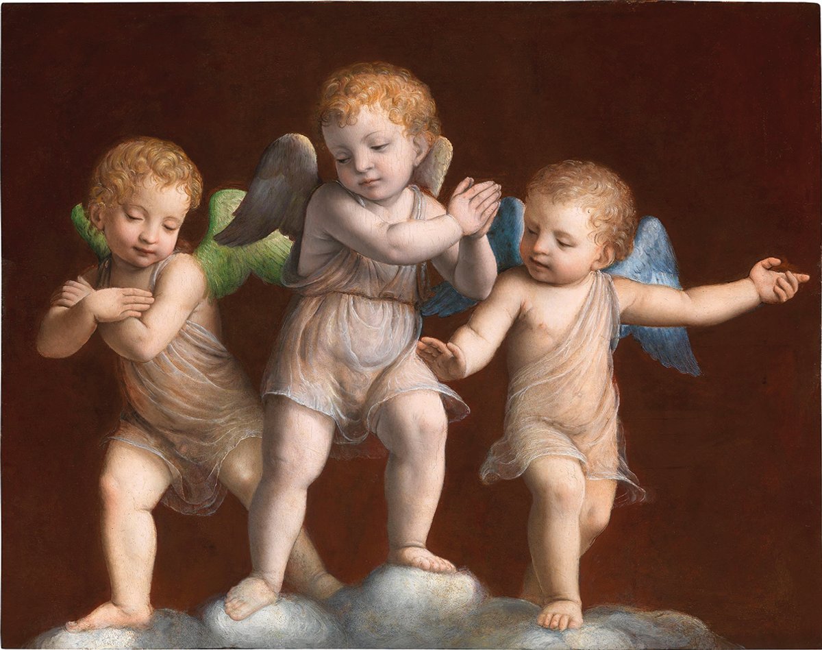 Bernardino Luini, Three Angels on Clouds (around 1515–18); according to Caroline Chapman, the three most important archangels are Michael, Gabriel and Raphael Courtesy of Unicorn Publishing