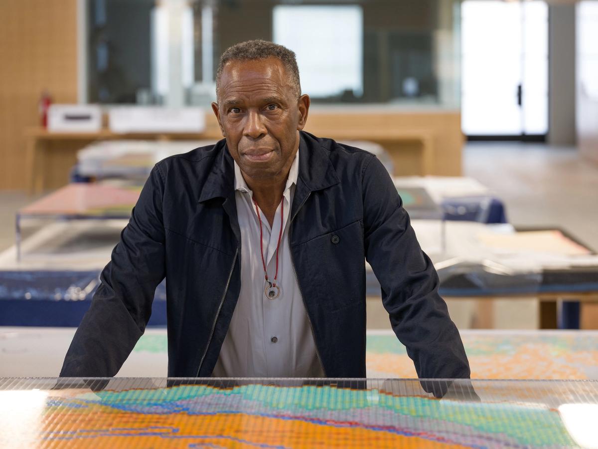 Charles Gaines in his Los Angeles studio, 2020 © Charles Gaines Courtesy the artist and Hauser & Wirth Photo: Fredrik Nilsen