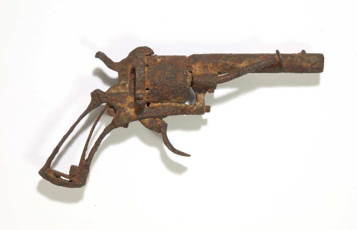 A rusted Lefaucheux revolver, dug up in a field at Auvers-sur-Oise in around 1960—and believed to be the gun which killed the artist Courtesy of AuctionArt - Rémy le Fur & Associés