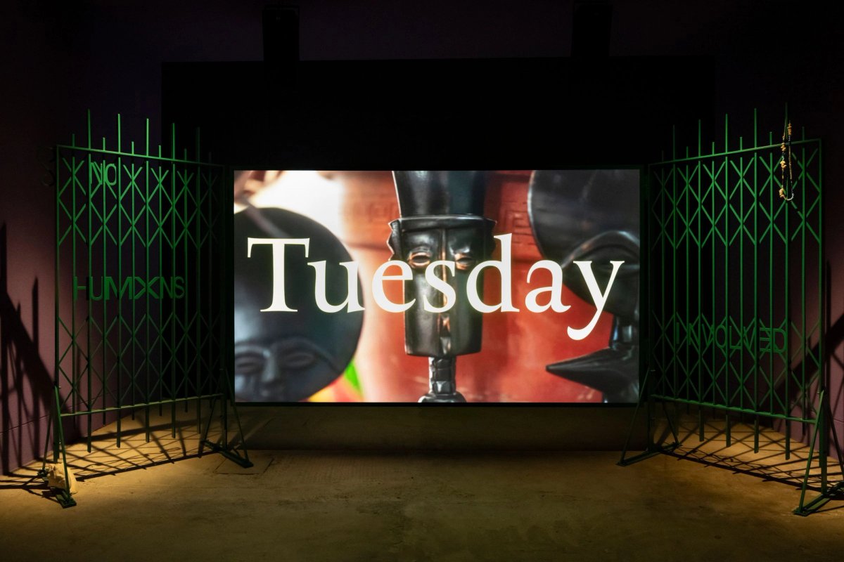 The artist Alberta Whittle represented Scotland at last year's biennale 
An installation view of deep dive (pause) uncoiling memory (2022)
Photo: Cristiano Corte © Alberta Whittle; courtesy the artist, Scotland + Venice