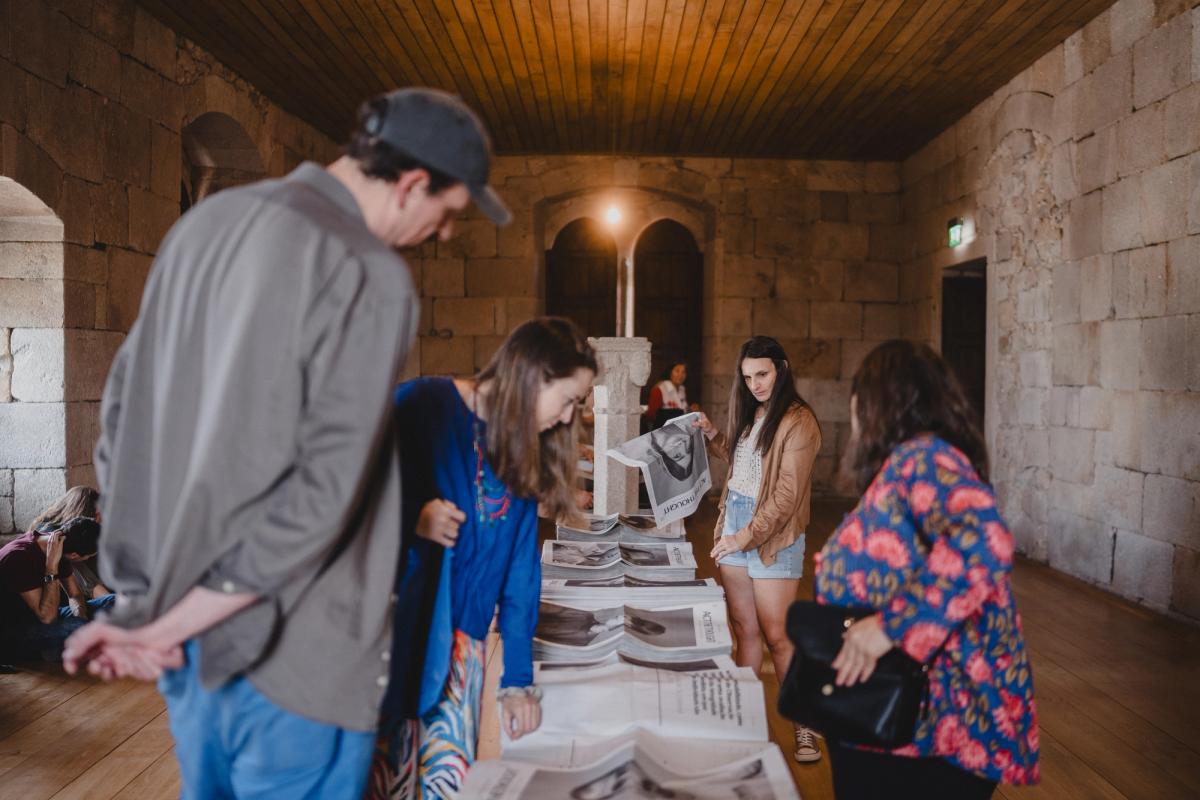 Visitors to the Livraria Lello Foundation check out special newspaper issues dedicated to free-speech figureheads Courtesy Livraria Lello Foundation