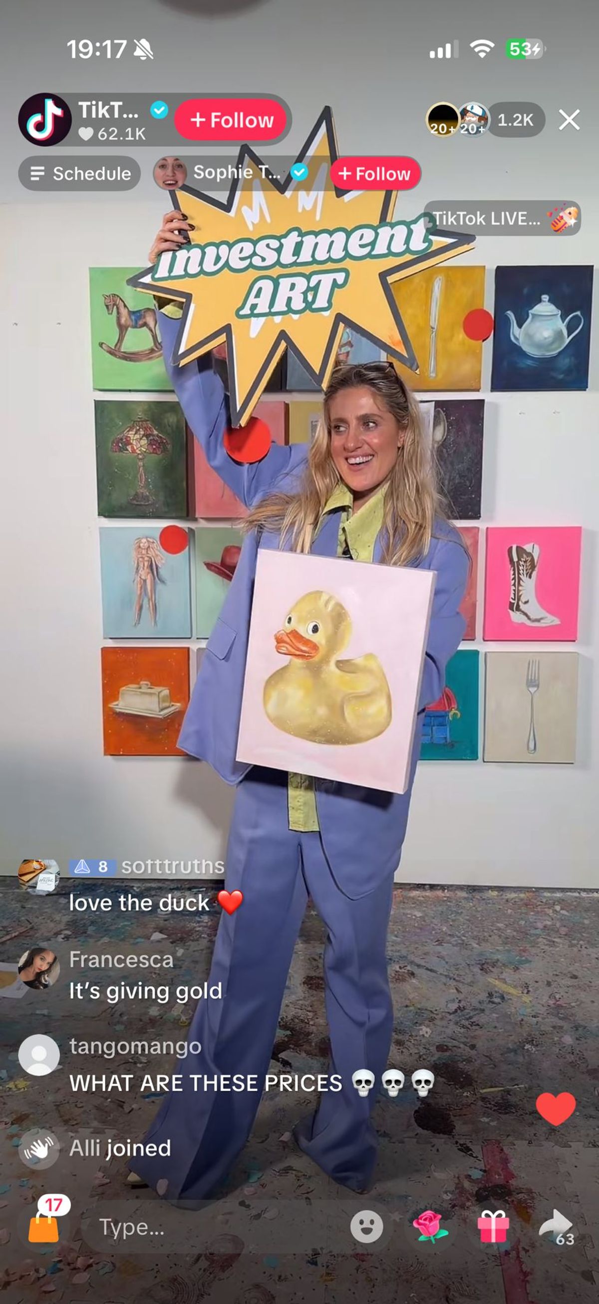 A screenshot of Sophie Tea's live sale on TikTok Shop Courtesy of the artist