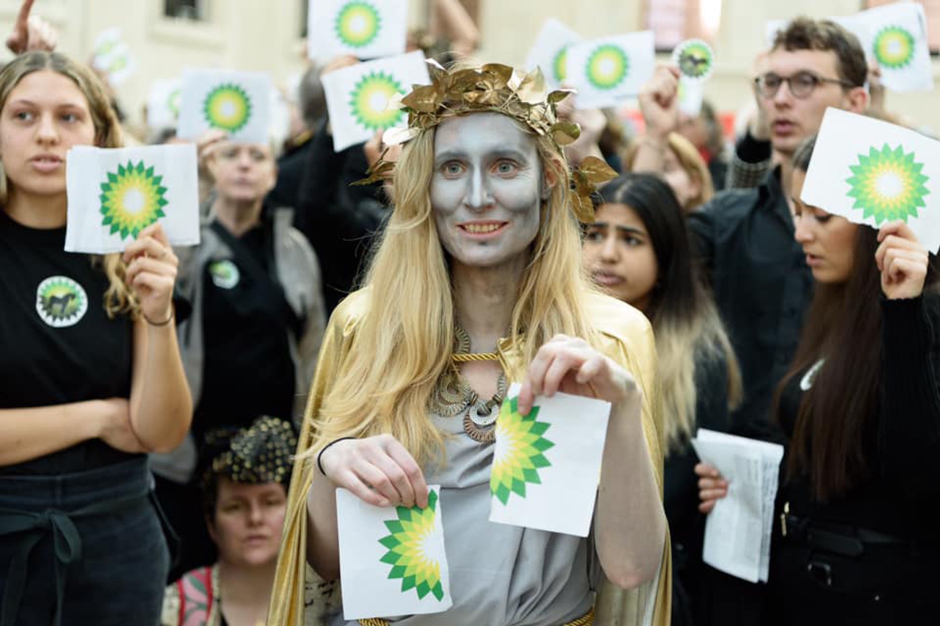The activist theatre group BP or not BP? led a protest at the British Museum in February calling on the London institution to end its longstanding sponsorship deal with the oil giant Photo: Ron Fassbender