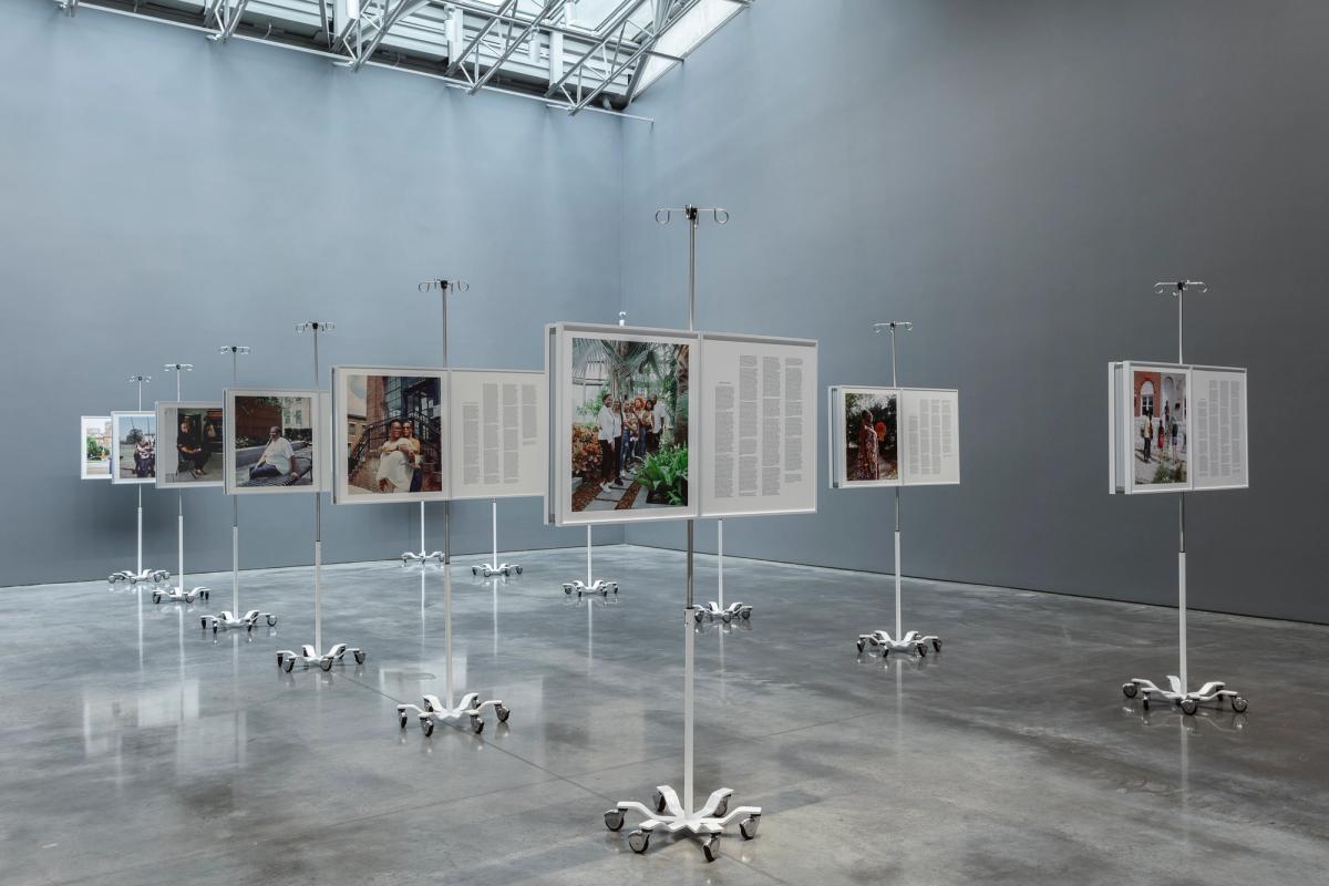 LaToya Ruby Frazier. More Than Conquerors: A Monument for Community Health Workers of Baltimore, Maryland 2021-2022, 2022. Installation view at Gladstone Gallery, New York, 2 March-15 April 2023. Commissioned by Carnegie Museum of Art for the 58th Carnegie International and funded in part by National Geographic Storytelling Fellowship, 2021-22. © LaToya Ruby Frazier, Courtesy of the artist and Gladstone Gallery.