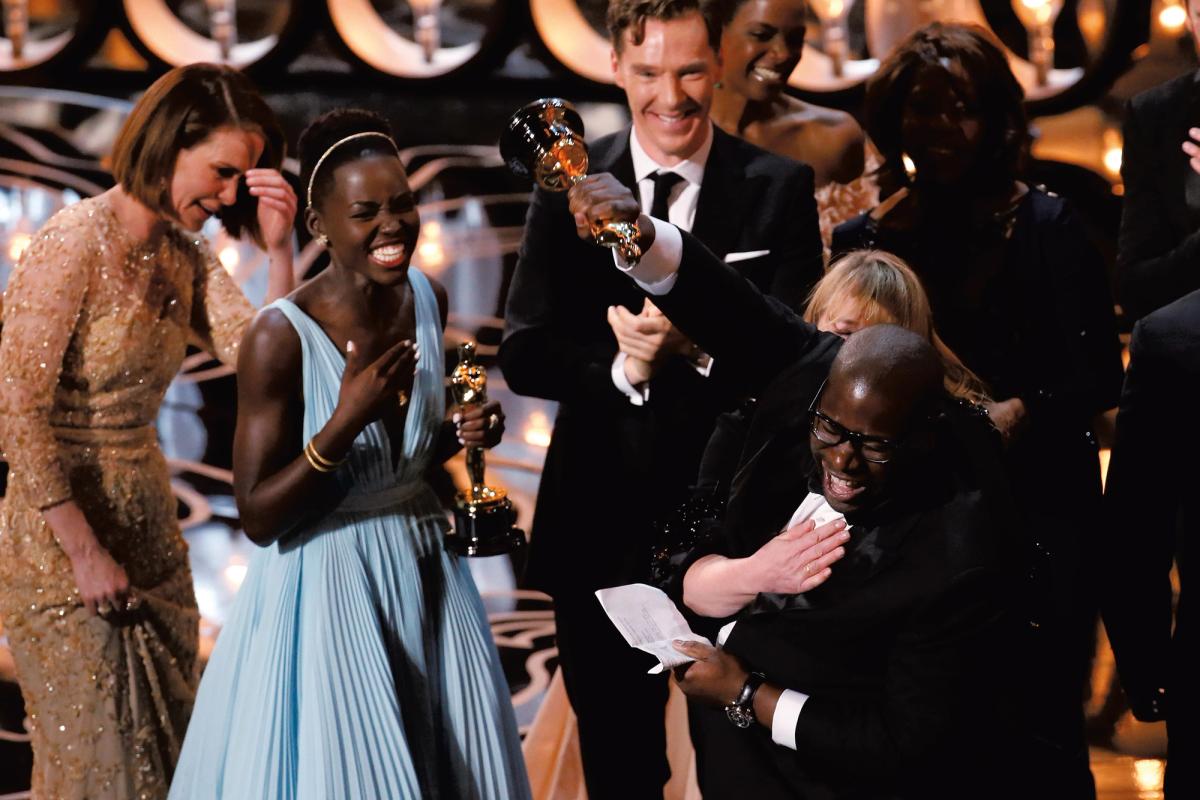 Steve McQueen receiving his Oscar for the 2013 film 12 Years a Slave Photo: © Los Angeles Times