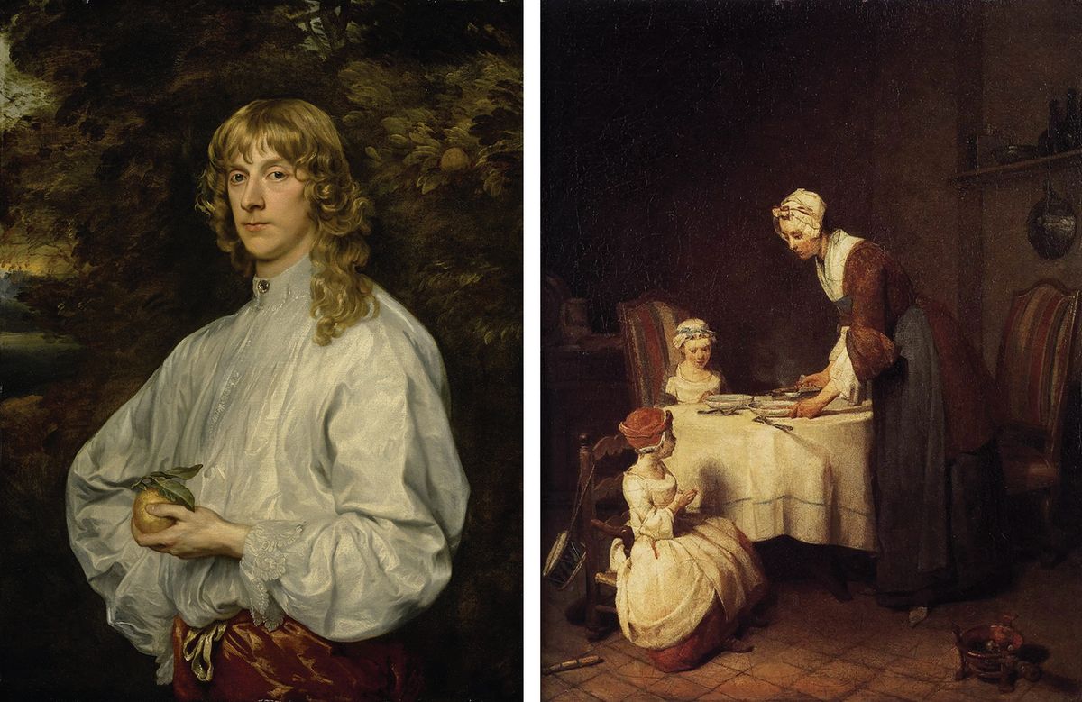 Van Dyck’s Portrait Of James Stuart; in 2002, a Texan collector claimed a UK dealer sold him a version of the painting created by an apprentice. Below right: Chardin’s Le Bénédicité in the Louvre, Paris; Amanda Feilding took a dealer to court after he allegedly negligently sold her version of the painting
Studio of Van Dyck: Sotheby’s / Chardin: Musée du Louvre