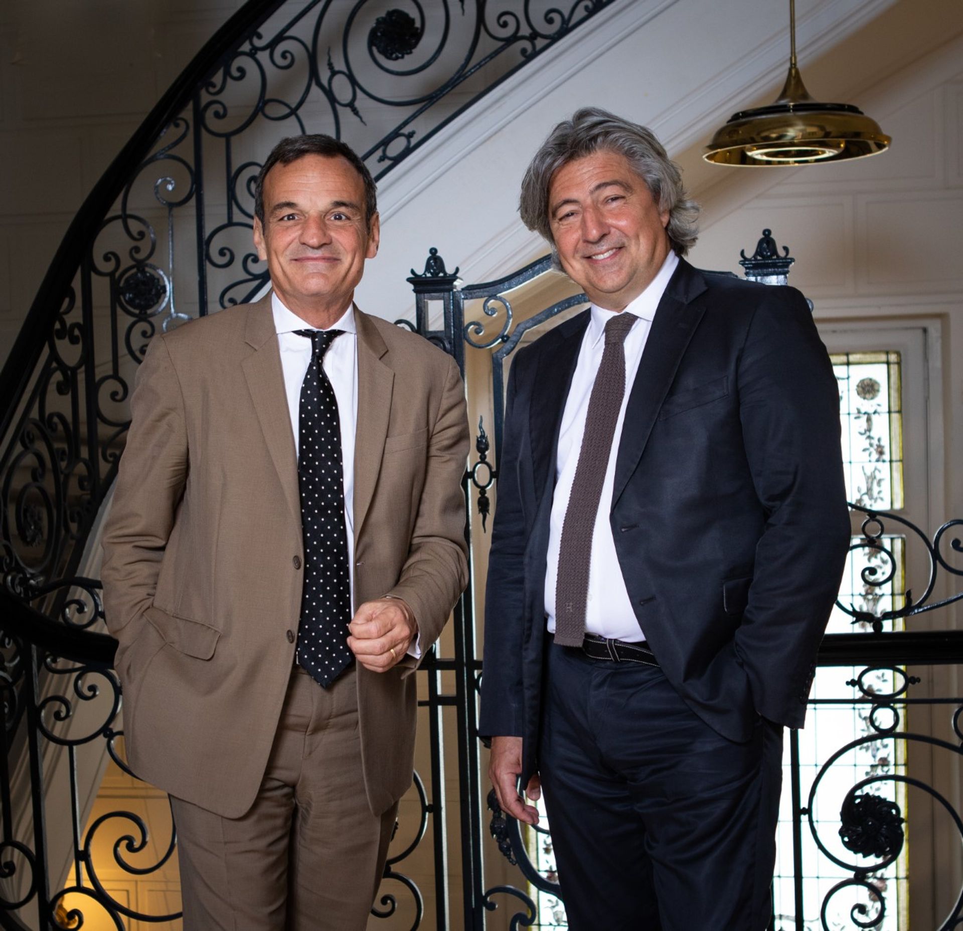 Bonhams chief executive, Bruno Vinciguerra, with Arnaud Cornette de Saint Cyr © Fatima Jellaoui