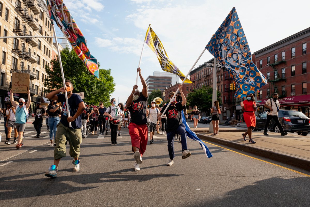 Performers at the Juneteenth Jubilee 2020 in Harlem, New York Courtesy The Blacksmiths and the Wide Awakes. Photo by Pascal Perich
